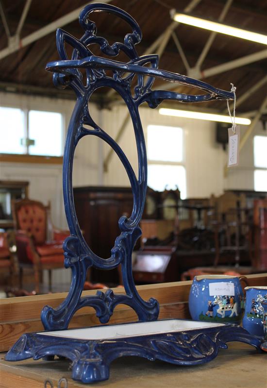 Art Nouveau French enamel umbrella stand